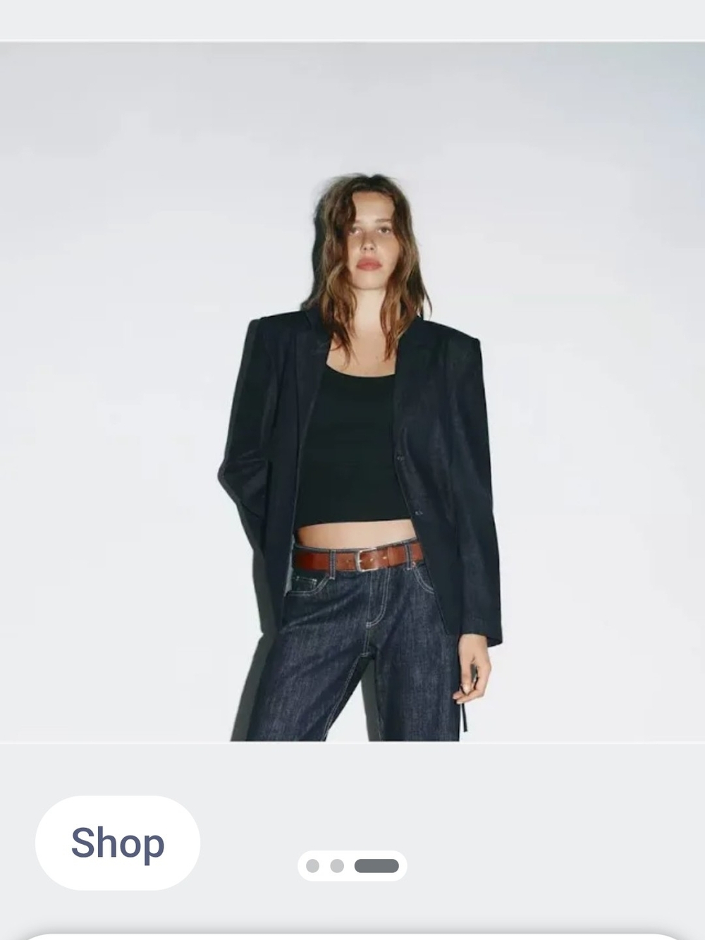 Zara Belted Denim Shirt Blazer Dark Indigo XL NWOT